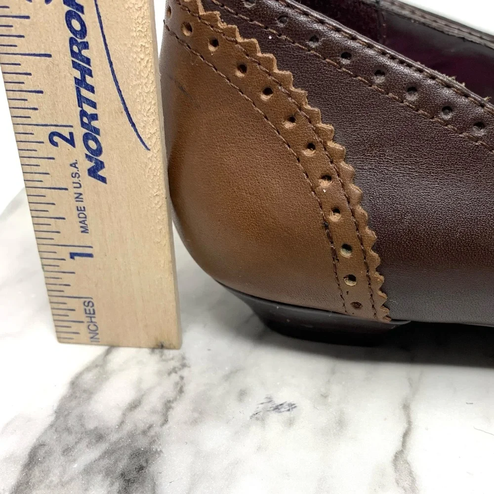 VTG Isaak Mizrahi For Target Polly Brown Leather Oxford Bow Flats 8 Heritage